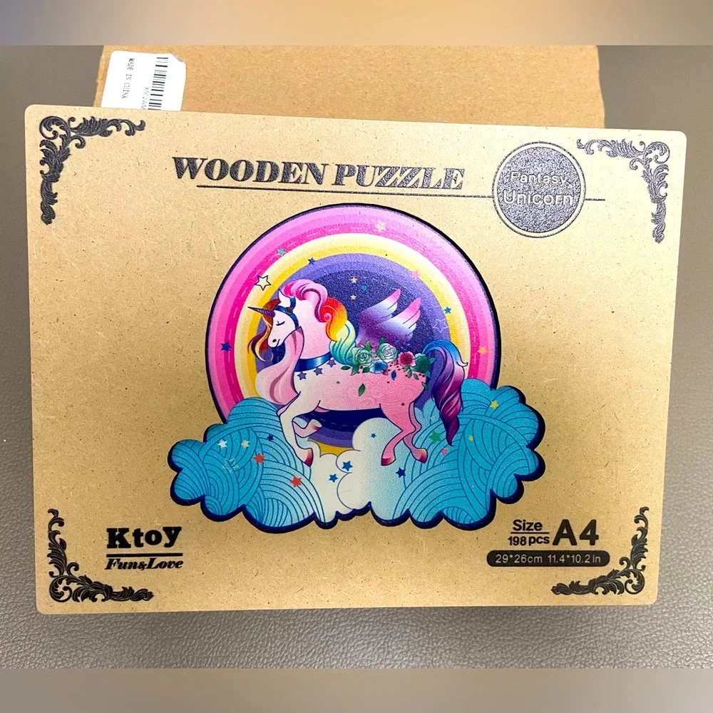 Jigsaw Puzzle Ktoys Wooden  Fantasy Unicorn198 pieces Hard to find NWOT - Picture 2 of 7